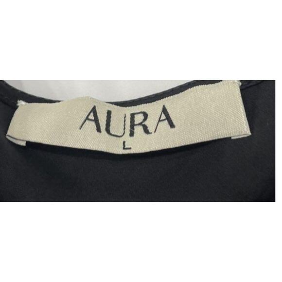 Aura Black Viscose Slip Dress L – Y2K Minimalist Style - Picture 2 of 4